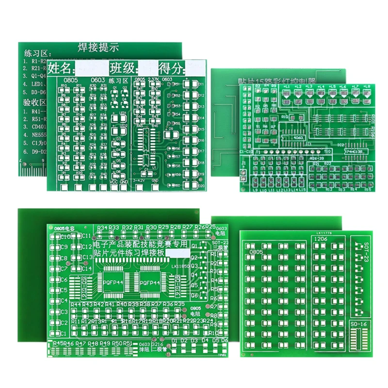 납땜 연습 4 피스 세트 SMD 회로 기판, LED 전자 SMT 부품, DIY PCB 키트, 프로젝트 도구, 기본 납땜 키트