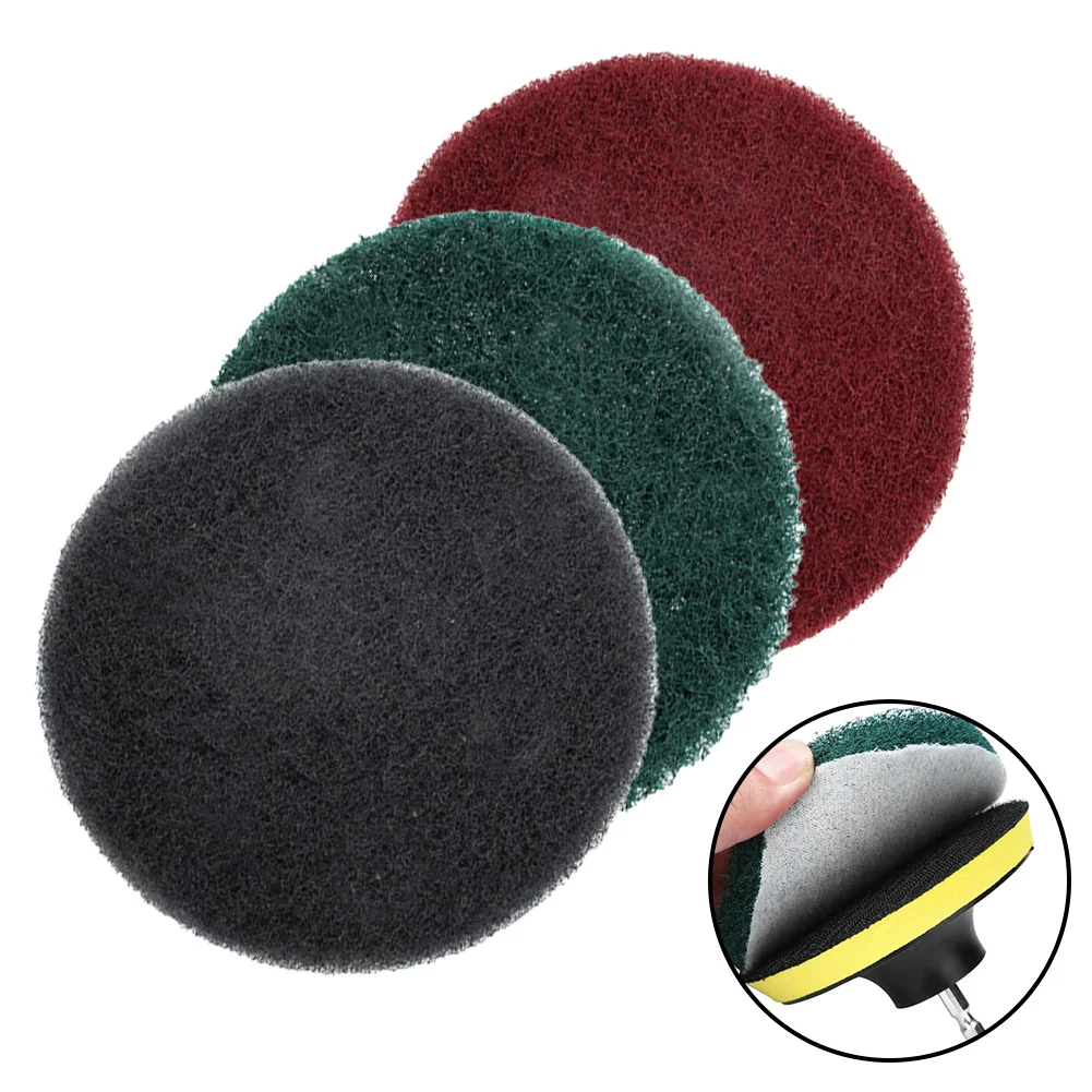 3pcs 5Inch 125mm Scrubbing Pads Cleaning Cloth Scrub Pad Industrial Scouring Pads Nylon Polishing Buffing Pads Abrasive Tools 6 inch nylon fiber flap disc polishing grinding wheel non woven grinding metal disc abrasive discs for wood metal buffing