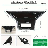 1pc Multifunctional Angle Ruler 45 90 Degree Aluminum Alloy Accurate Woodworking Square Angle Ruler Marking Gauge Carpenter Tool 2