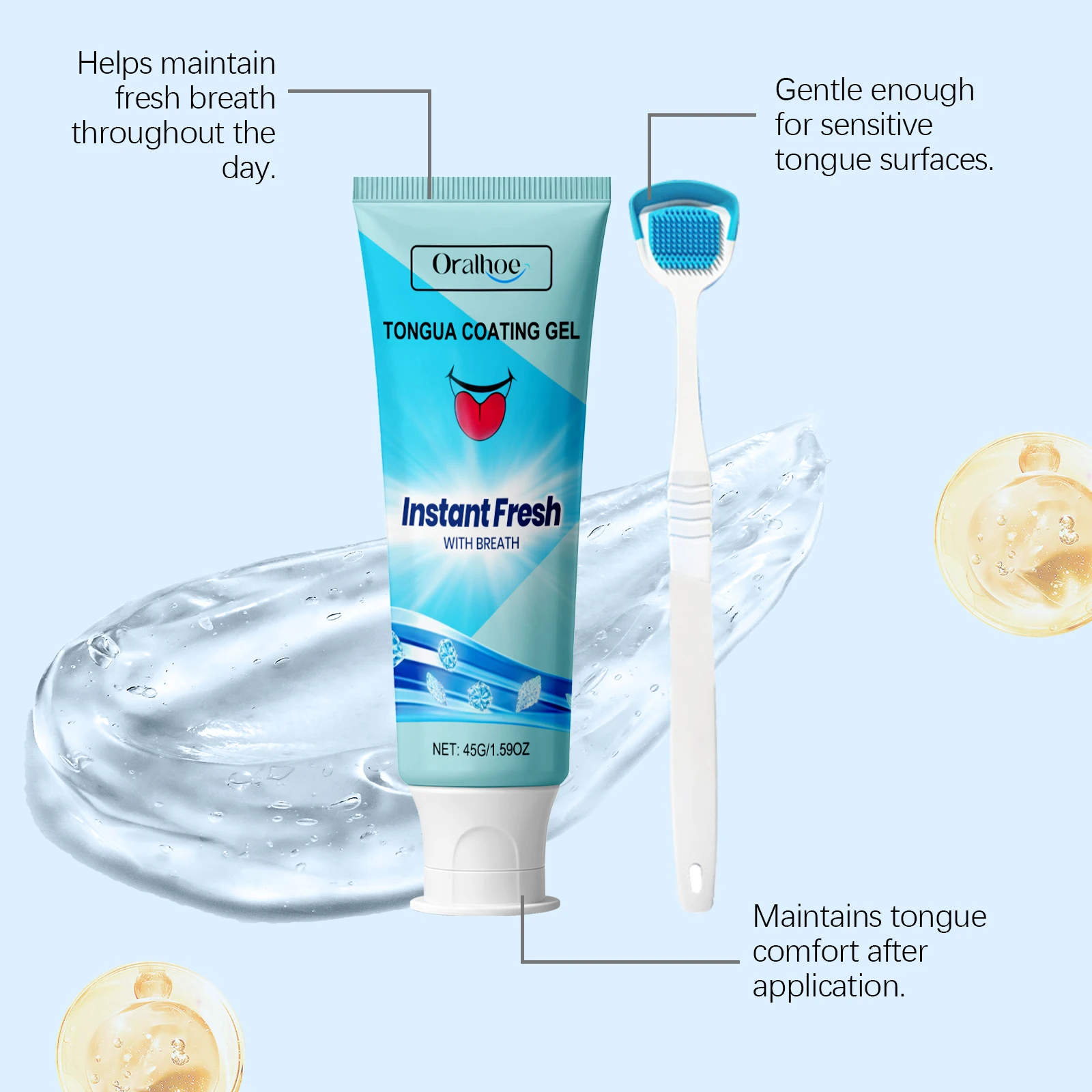 Tongue Cleaner Gel - Freshens Breath, Removes Odor, Daily Tongue Care for a Clean & Comfortable Mouth