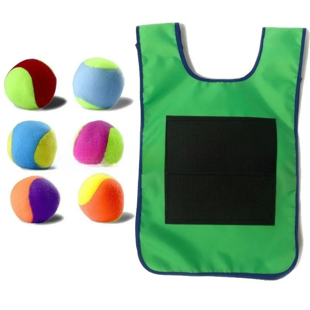 Waistcoat Stick Ball Vest Throwing Toys Kids Sports Toy Dodgeball Game with Sticky Ball Interactive Sticky Target Ball
