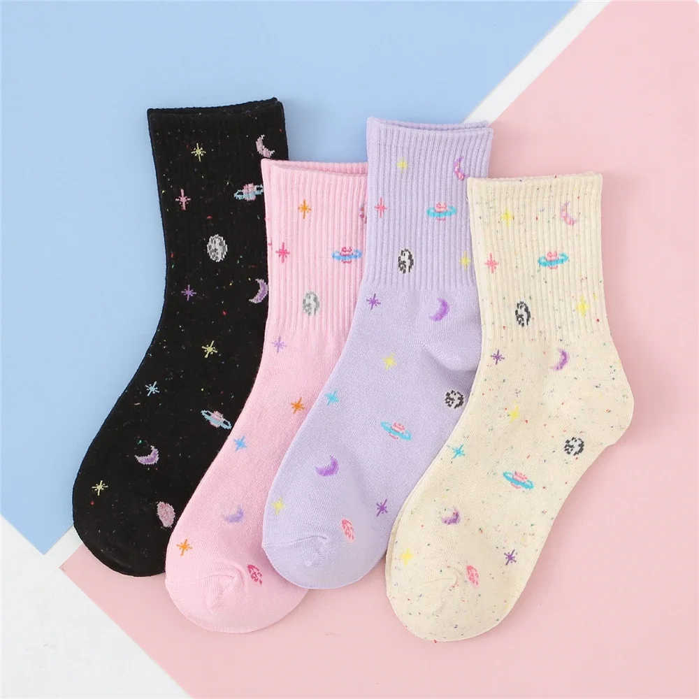 

INS Women Soft Cotton Socks New Fashion Space Wild Series Deodorant Socks Starry Sky Universe Hipster Skateboard