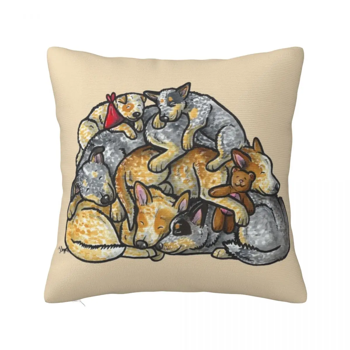 

Sleeping pile of Australian Cattle Dogs Throw Pillow Christmas Pillowcase christmas ornaments 2024 Sofa Cushions