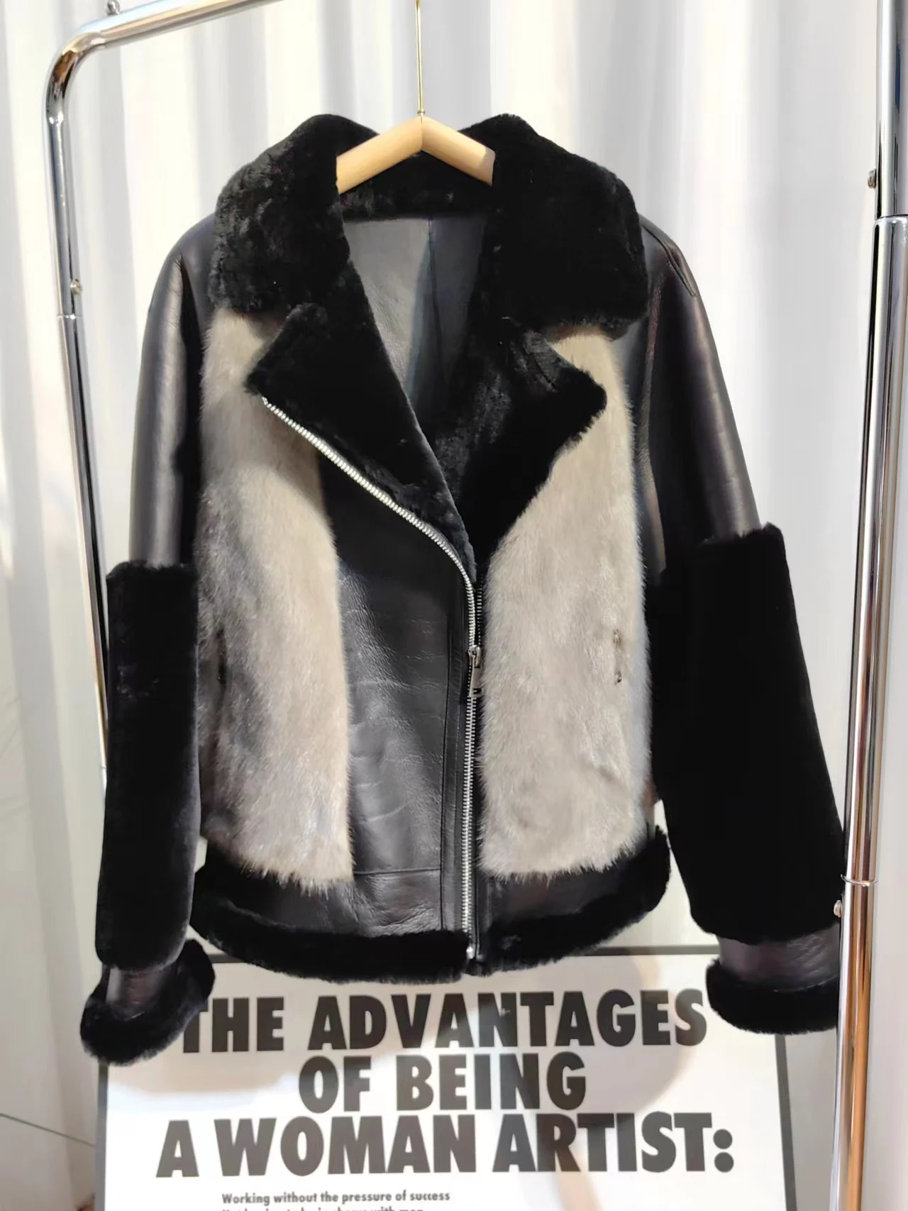 

2023 Winter Women Natural Merino Sheep Fur Coat Real Natural Mink Fur Coat Genuine Leather Jacket Thick Warm Luxury Female Coats