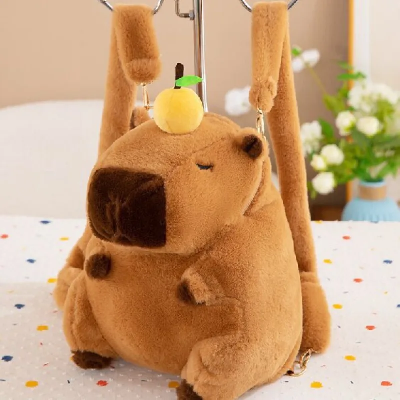 Capybara Plush Backpack Kawaii Fashion Plushie Doll Fur Bag Children's Bag Shoulder Bag Mini Knapsack Bags Gifts For Girlfriend
