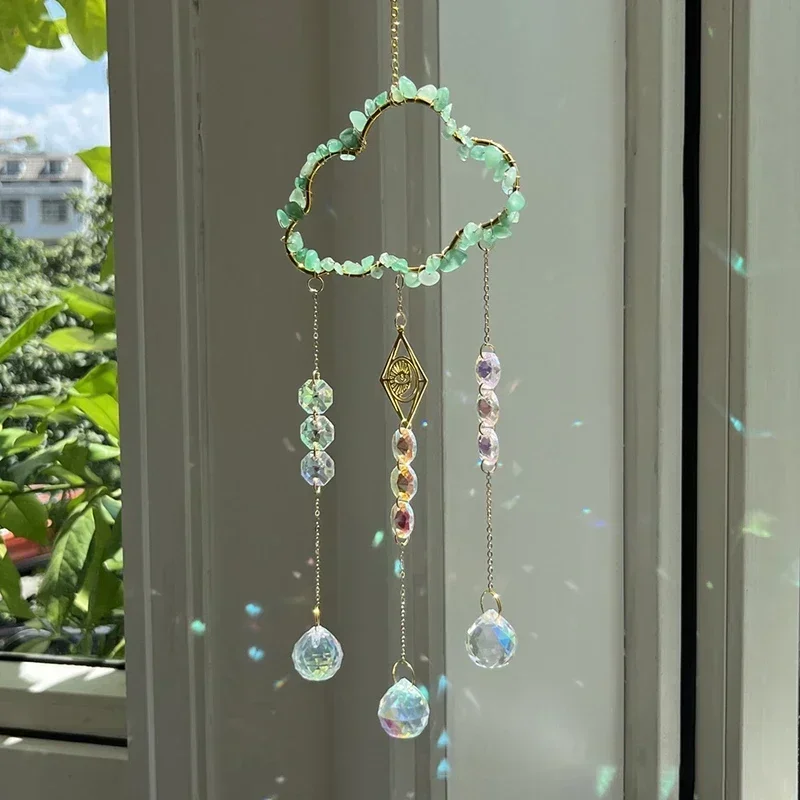 New Crystal Sun Catcher Cloud Window Wind Chime Hanging Rainbow Prism Pendant Jewelry Home Garden Decoration Festival Gifts