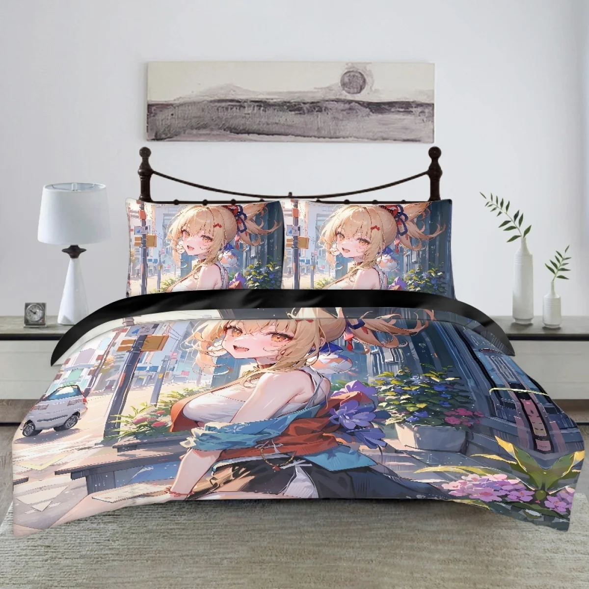 

TOADDMOS Yoimiya Genshen Impact Design Cozy Soft Bedding Set Large Size Twin Duvet Cover 3Pc/Set Boys Girls Bedroom Decor Gift