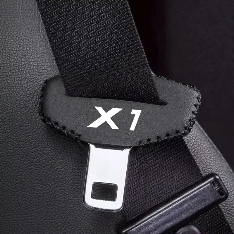 PU Leather Car Seat Belt Buckle Clip Cover Protector Anti-Scratch Case 2pcs For BMW X1