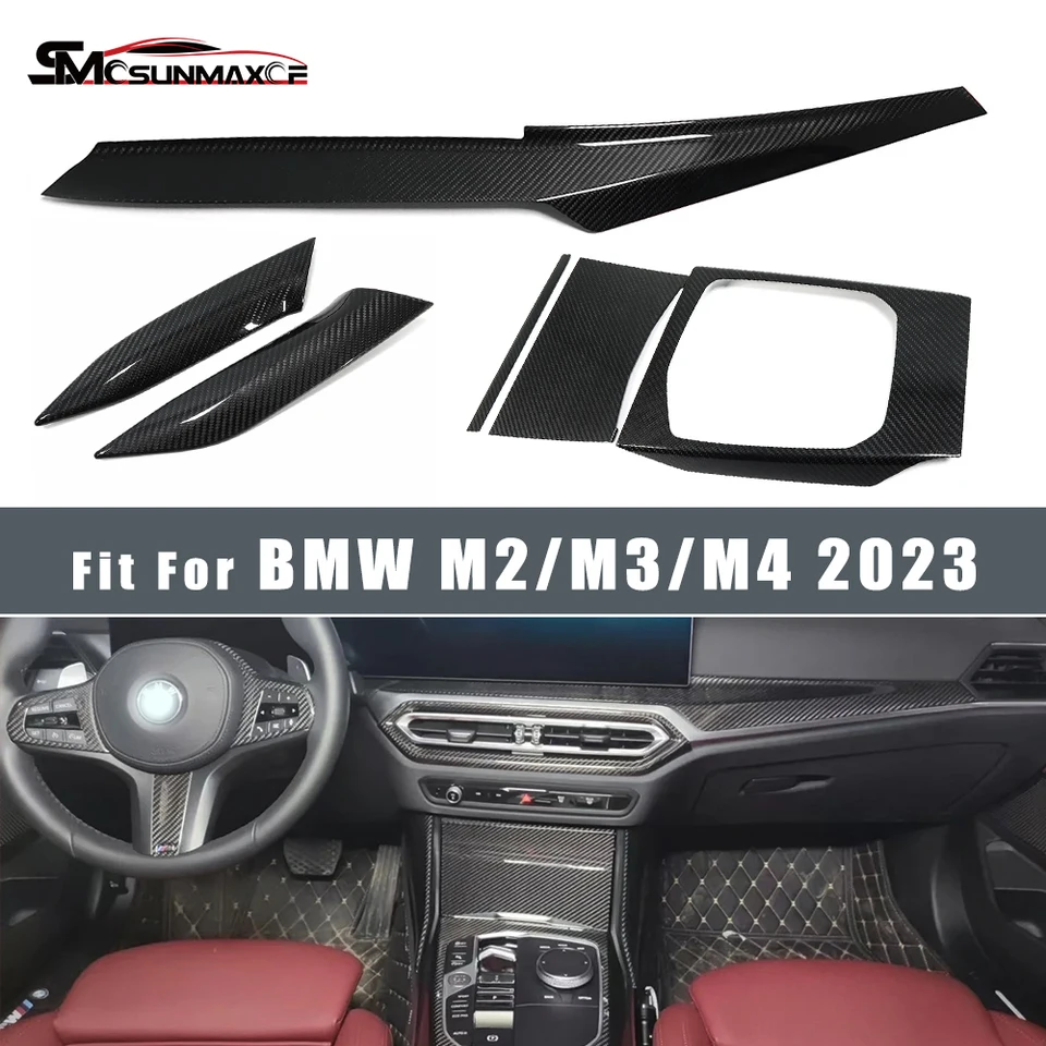 RHD/LHD for BMW M2 G87 M3 G80 M4 G82 2022-2024 Car Interior Real Carbon  Fiber Dashboard Cover Center Console Gear Panel Trim - AliExpress, image size:960x960