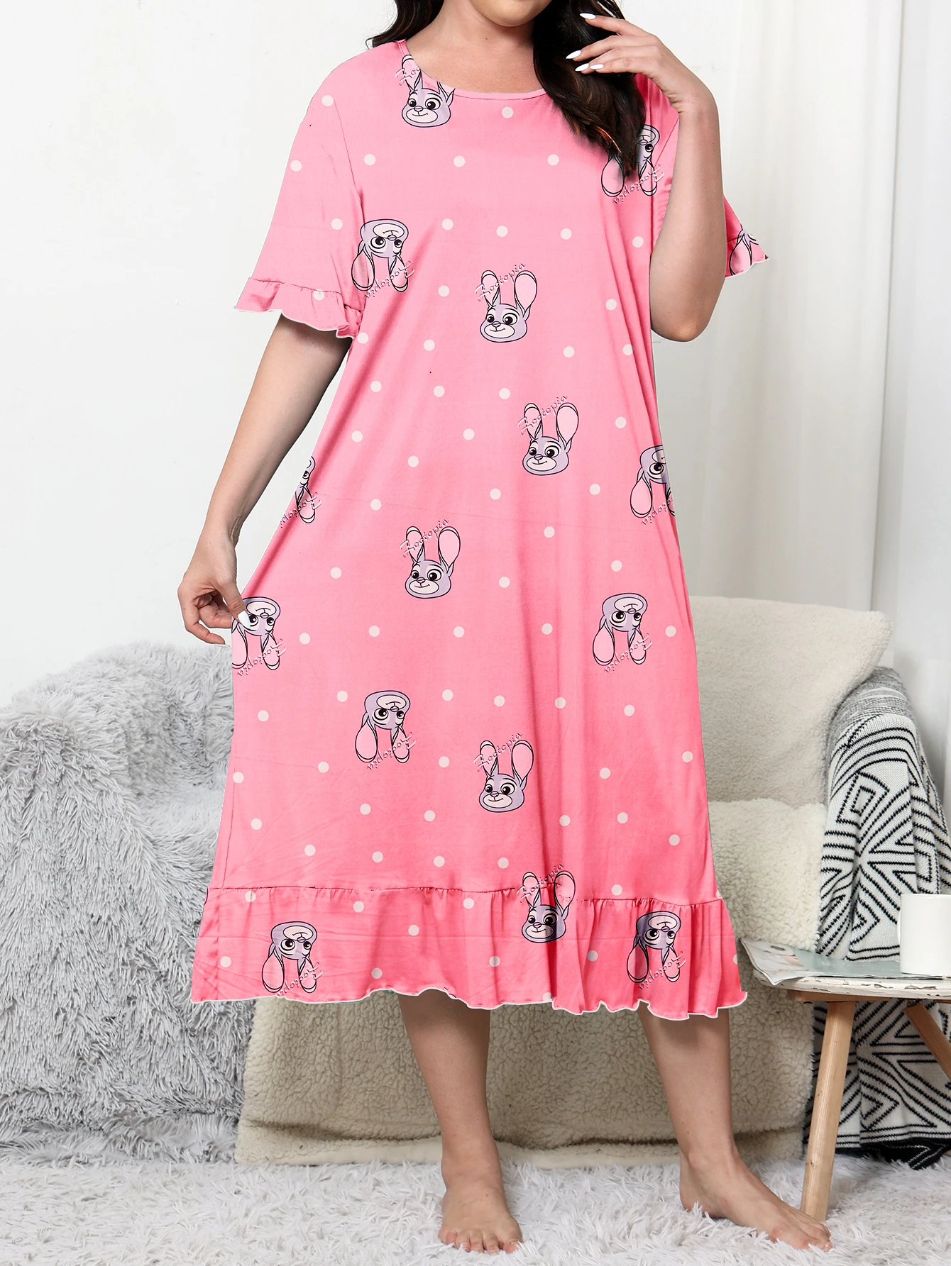 Plus size dress, knee length dress, cute girl style home and casual wear, can be worn externally. Plus size 1-5XL 2024 new dress