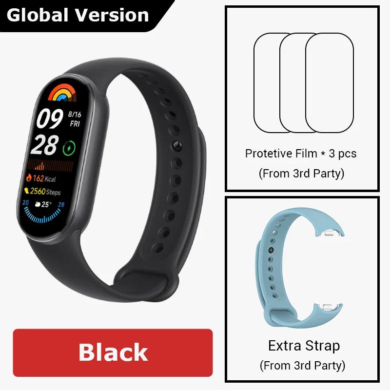thumbnail image 1 of Versión global Xiaomi Smart Band 9 Pulsera inteligente Mi Band 9 Pulsera inteligente Pantalla AMOLED de 1,62" Monitoreo de salud Batería de 21 días, 1 of 5