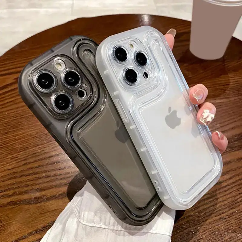 Klare, stoßfeste Silikon-Stoßstangen-Handyhülle für iPhone 16 Pro Max 15 14 13 12 11 Pro Max 7 8 Plus SE XR Transparente schwarze Abdeckung