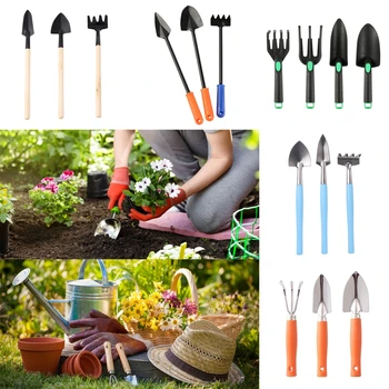 1Set 3Pcs/4Pcs Gardening Hand Tool Mini Spade Shovel Rake Harrow Yard Flower Planting Cultivation Weeding Transplanting Digging