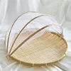 Round Dustpan Bamboo Woven Basket Drying Basket Household Steamed Bun Fruit Basket Vegetable Cover Fruit Vegetable Pasta Tray 1