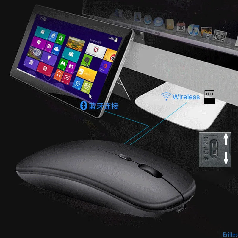 Dual Mode Bluetooth 5.0 Wireless Slim Mouse Gaming Pc Mini Laptop Usb Computer Accessories Desktop wireless mouse gaming mouse wireless gaming mouse wireless optical mouse