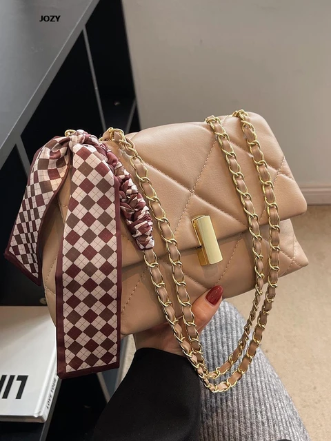 Crossbody Bags for Women Luxury Chains Office 2023 Square Shoulder Bag  Women Fashion Leather Bags Women Beading женские сумки - AliExpress