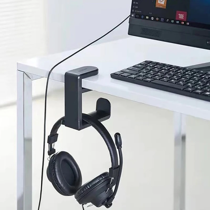

PC Gaming Headset Headphone Hook Holder Hanger Mount Under Desk Headphones Stand With Adjustable & Rotating Built In Cable Clip