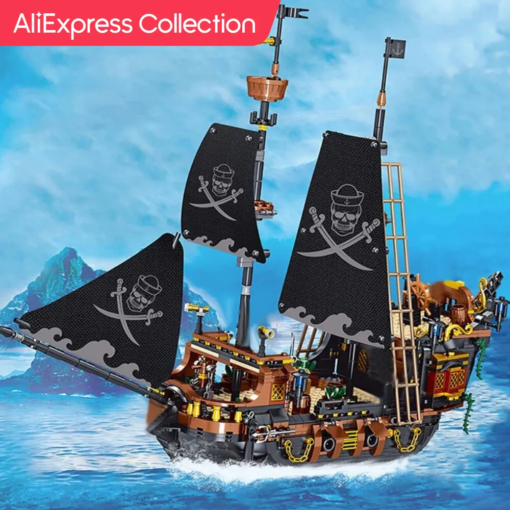 Aliexpress Collection Pirate Ship Building Blocks Sailing Storm Ship Moc Model Bricks Kit Creative Desktop Decoration Children