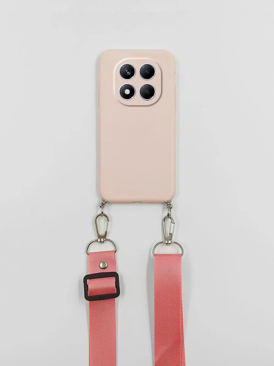 Silicone Matte Black Pink Crossbody Phone Case with Strap