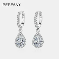 PERFANY 1CT Pear Cut Moissanite Earrings for Women S925 Pure Silver Laboratory Cultivated Diamonds Elegant Wedding Jewelry
