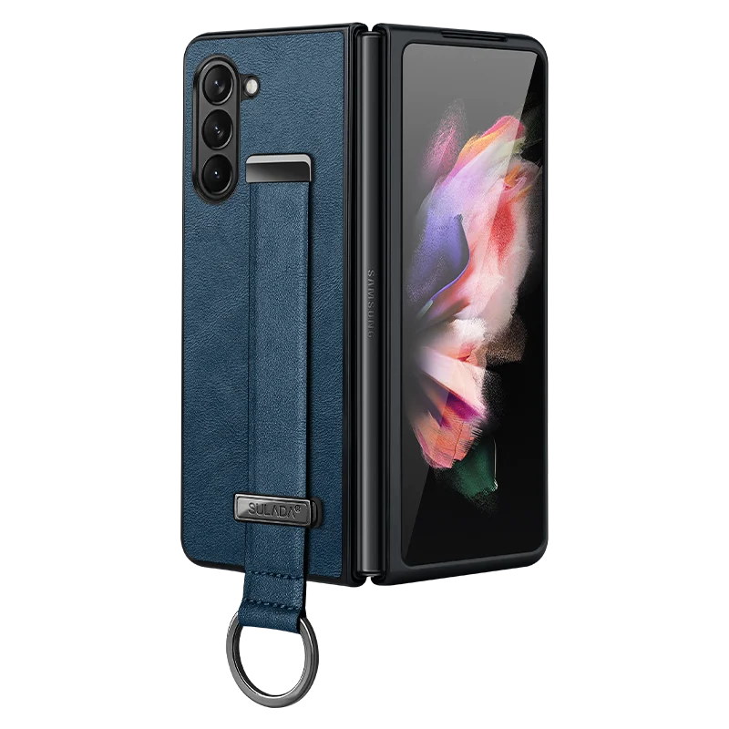 

Роскошный кожаный чехол SULADA с браслетом и металлическим кольцом для Samsung Galaxy Z Fold 5, ударопрочный чехол с откидной ножкой и подставкой