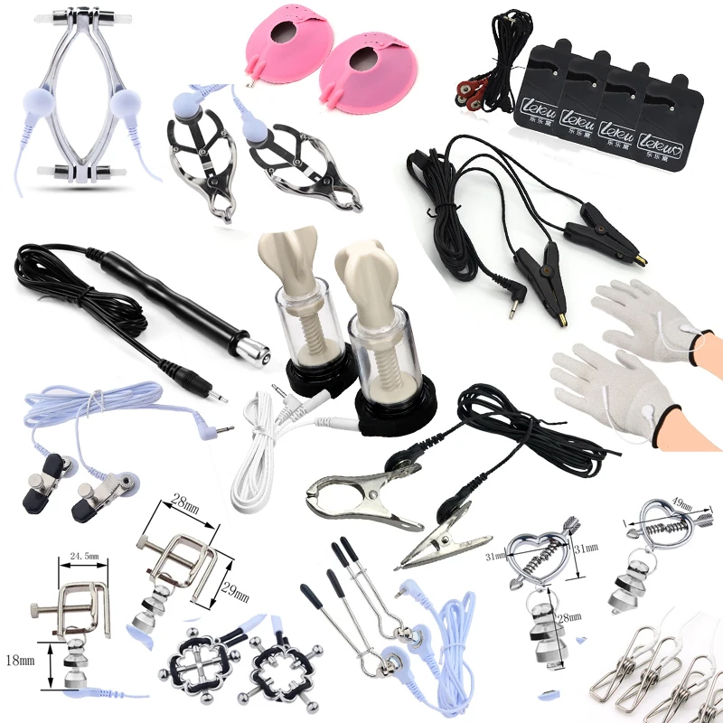 Electric Shock Nipple Clamps Electrical Stimulator Electro Labia Clip Clitoris Massager E-stim Slave Sex Toys For Women