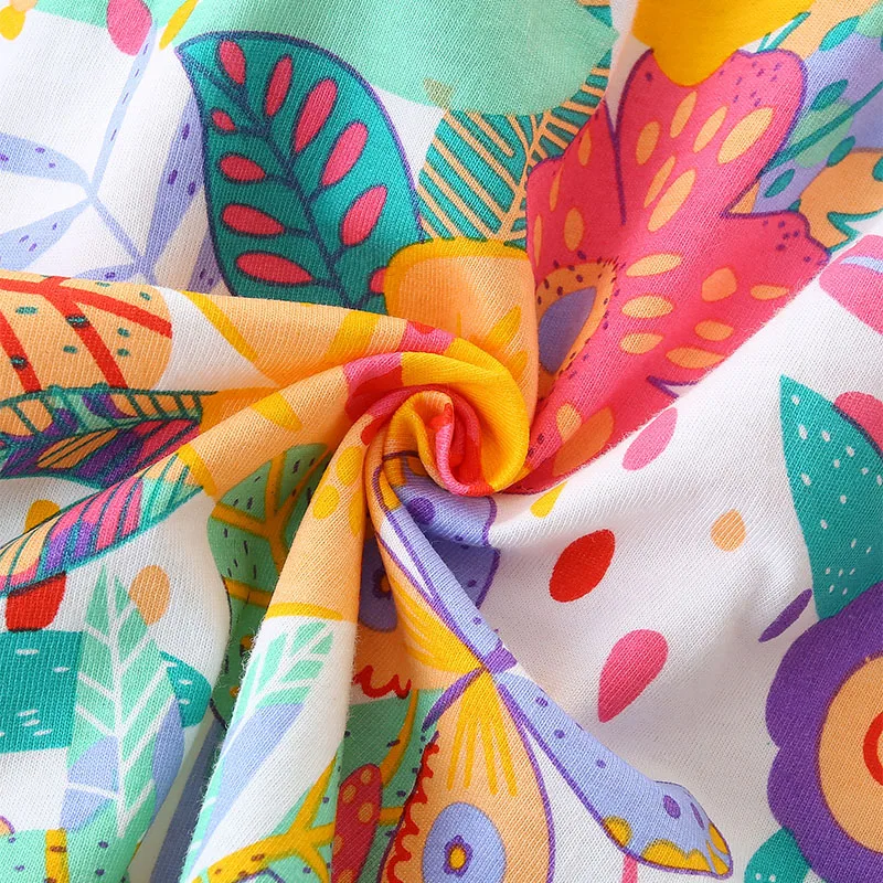 Fashion Summer Clothes for Girls Children 's Clothing Kids Clothes Cotton Cartoon Flowers Sleeveless Dresses