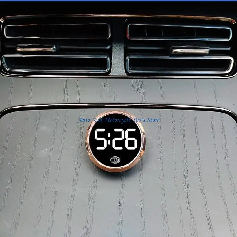 P9FD 휴대용 자동차 LED 시계 및 온도 심플한 디자인 둥근 모양 Vehicel LED 시계 읽기 쉬운 고휘도