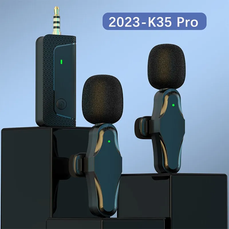 K35 프로 무선 Lavalier 소음 감소 3.5mm AUX 마이크 메가폰 앰프 카메라 컴퓨터 휴대 전화 스피커 마이크