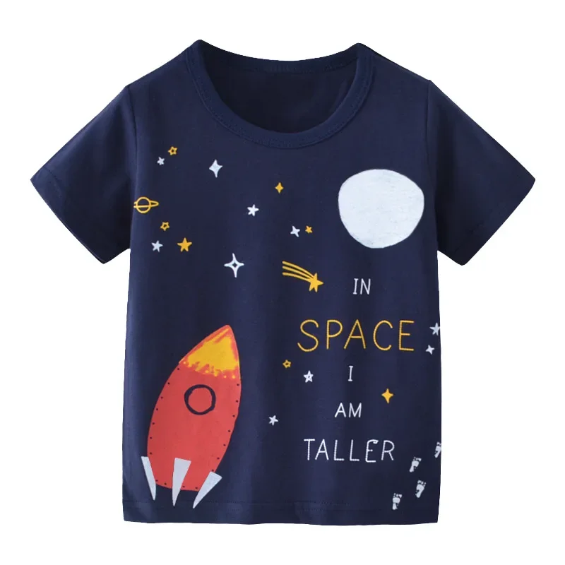2 3 4 5 7 9 Years Summer Baby Boys Short Sleeve T-shirt Children Kids Cotton Cartoon Tops For Little Boys KF1022 2