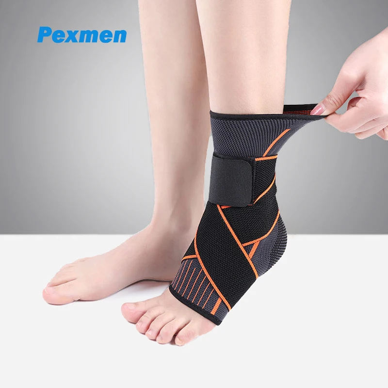 Pexmen Ankle Brace Adjustable Compression Ankle Support Sports Protection Stabilize Ligaments-Eases Swelling and Sprained 1 pc ankle brace support compression sleeve elastic plantar fasciitis pain relief foot bandage protective wrap sports socks