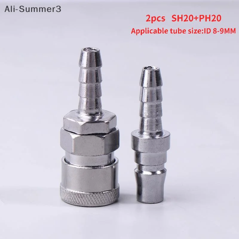 ข้อต่อแบบนิวเมติก 2 ชิ้น แบบยุโรป SH20 PH20 ข้อต่อเร็ว สำหรับท่อขนาด 8 มม. อุปกรณ์เสริมสำหรับเครื่องอัดอากาศ 1