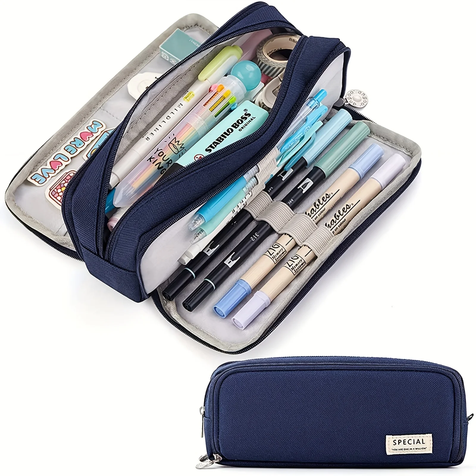 Chic Pink Multi-Layer Pencil Case - Durable & Spacious