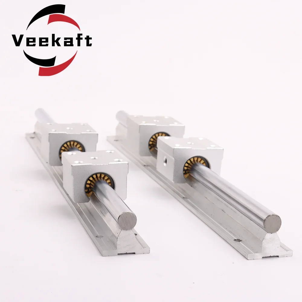 Veekaft 4PC SBR25QS Linear Block 2PC SBR25 คู่มือเชิงเส้น 25 มม.ความยาว 300 มม.ถึง 1500 มม.Linear Rail สําหรับชิ้นส่วน CNC 1