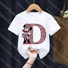 Letter A-Z Minnie Children  T-Shirts Name Combination Disney Kawaii Cartoons Clothes Kids Little Boy Girl Tee Shirts Casua 5