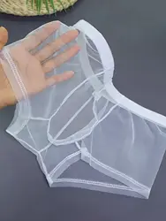 Men's Transparent Breathable Mesh Short Shorts - Sexy and Comfortable in Black and White - M (WHITE)