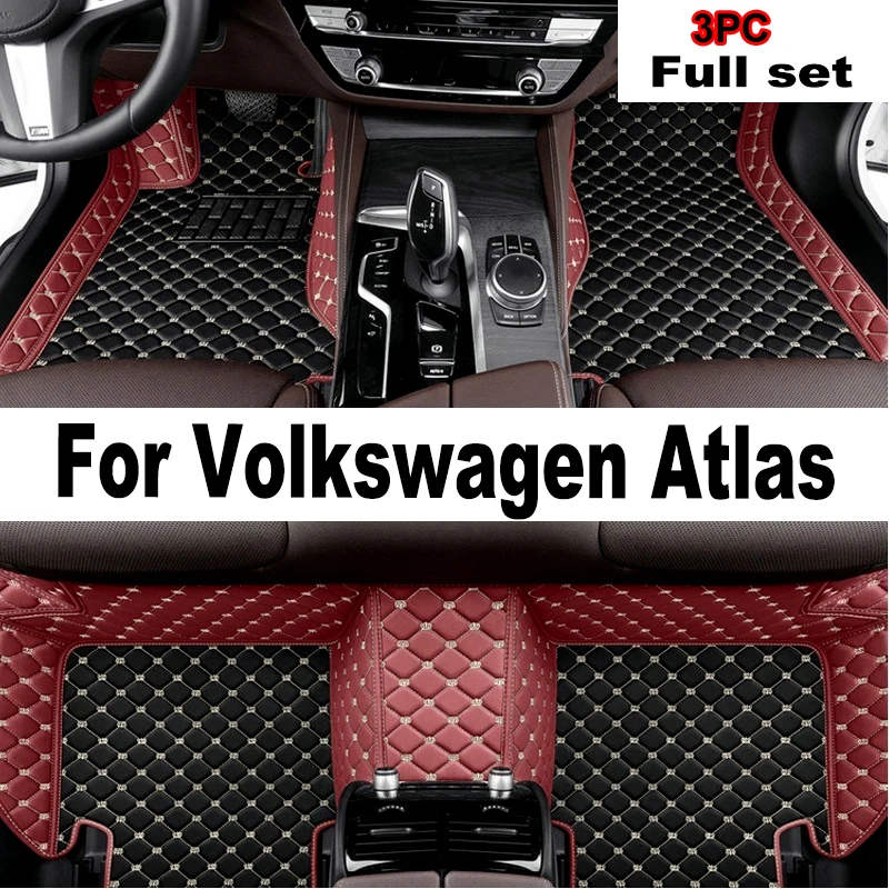 

Car Mats For Volkswagen VW Atlas Teramont CA1 2017~2022 Auto Interior Parts Floor Rug Carpet Luxury Leather Mat Car Accessories