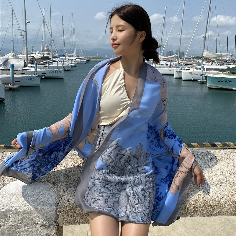 Travel Beach Scarf – Large Floral Sunscreen Shawl, Luxury Sarong Wrap for Women, Swimsuit Cover-Up 90x180cm Safety Accessories Scarves & sarongs