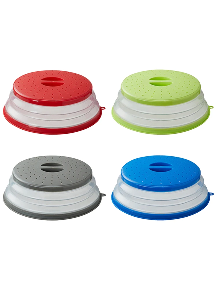 Collapsible silicone microwave cover lid colander strainer for fruit vegetables