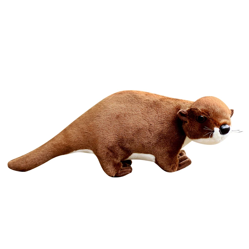 37cm Simulated Brown Otter Doll Plush Toy Wild Animal Lifelike Long Body Underwater Funny Home Bed Decor Birthday Gift For Kids