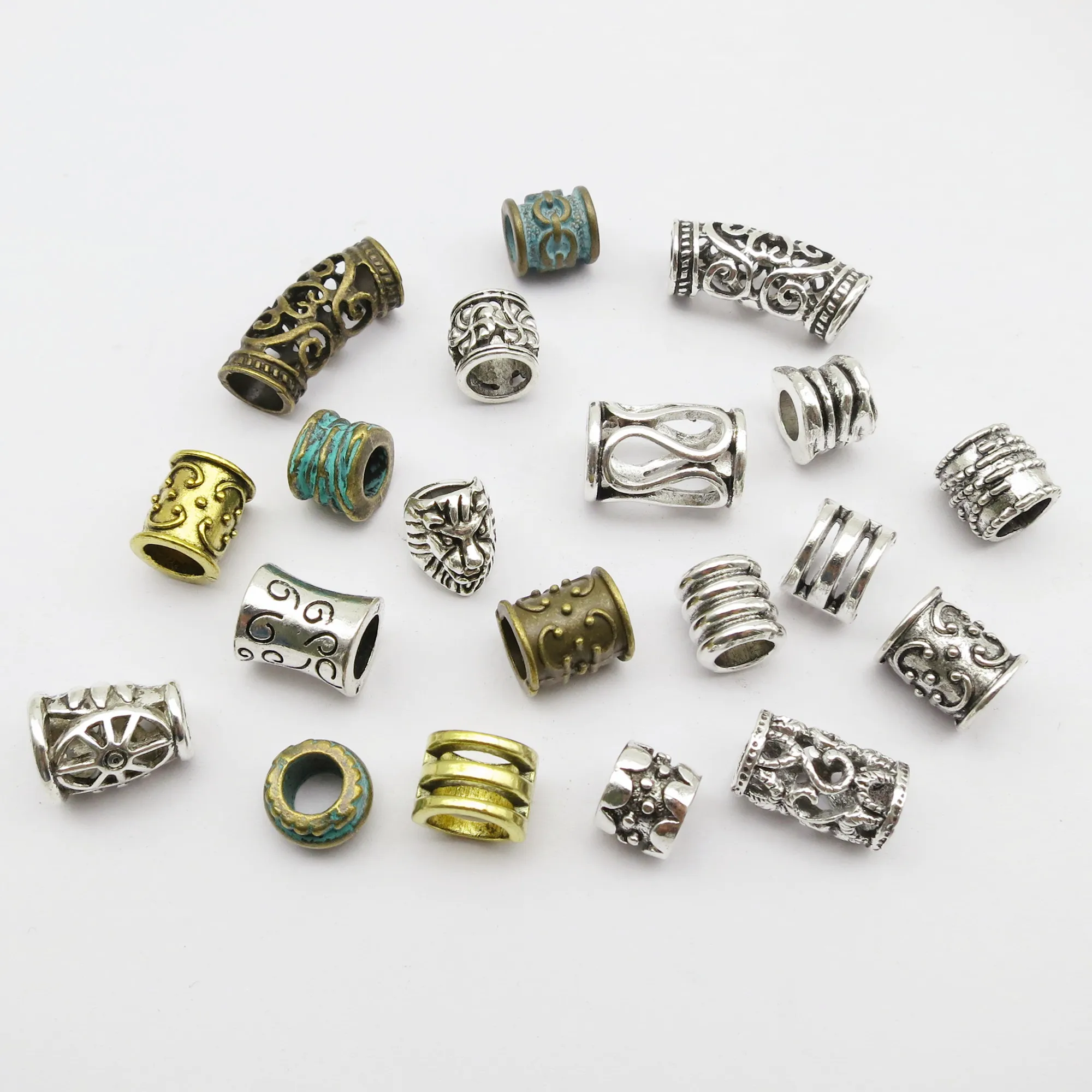 5pcs/10pcs Metal African Hair Rings Beads Cuffs Tubes Charms Dreadlock Dread Hair Braids Jewelry Decoration Accessories 2
