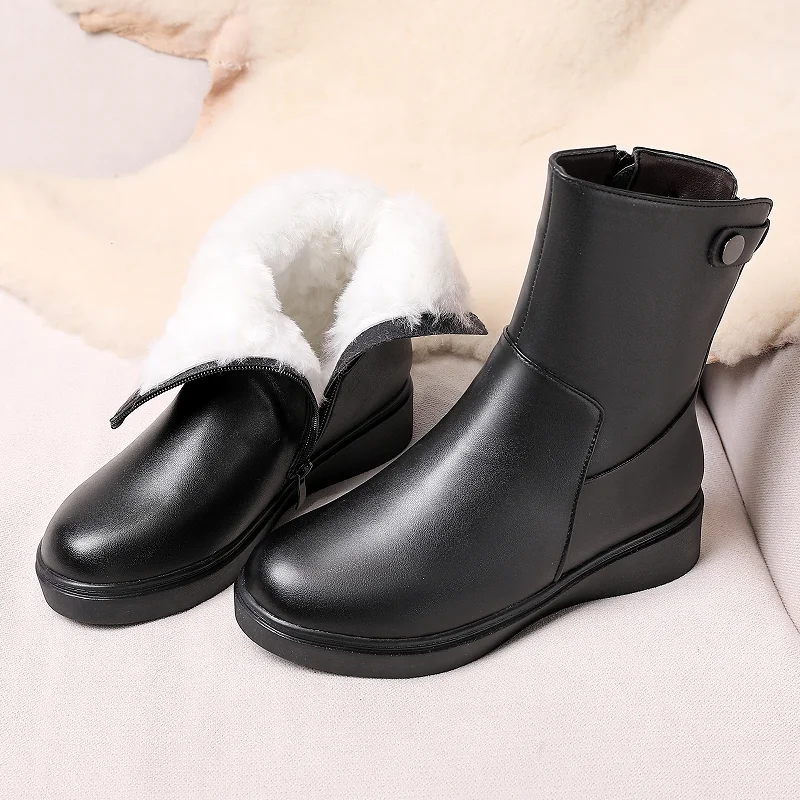 

AIYUQI Women Winter Boots Non Slip 2024 New Genuine Leather Women Ankle Boots Natural Wool Warm Large Size Mom Snow Boots Women