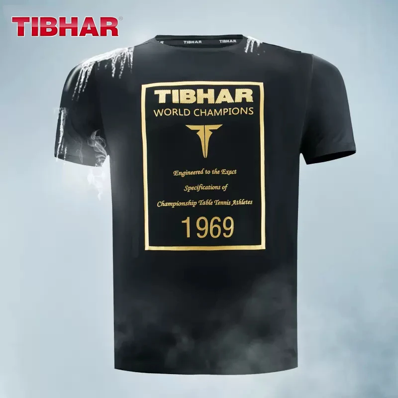 Tibhar 1969 Men Women Ping Pong Short Sleeve T-shirt Sportswear Top Table Tennis Shirts