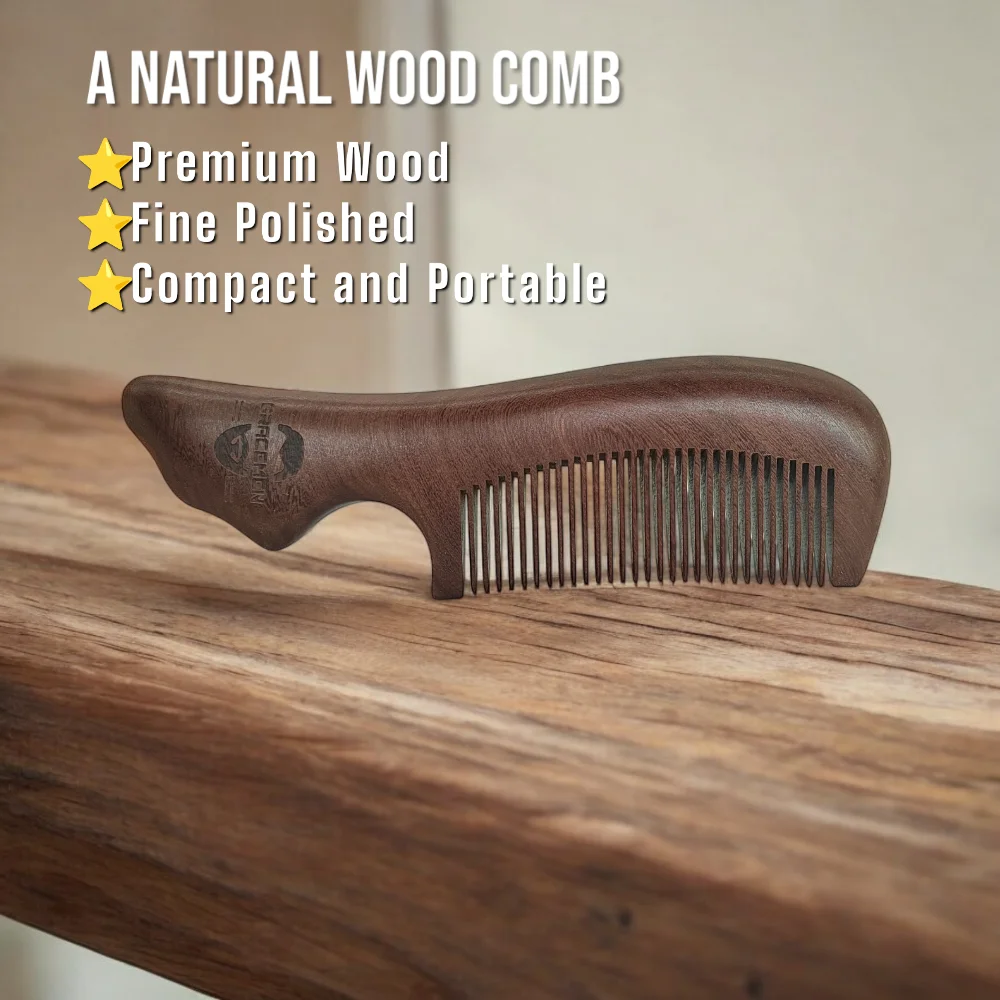 The Gracemen Beard Kit-Retro Beard Brush &Handle Wooden Comb & Stainless Steel Scissors Grooming Set for Men With a Black Bag 5