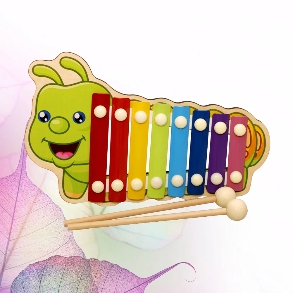 1 Box Cartoon Serinette Toy Wooden Hand Knock Piano Xylophone Toy for Kids Children Toddlers (Caterpillar) xylophone toys