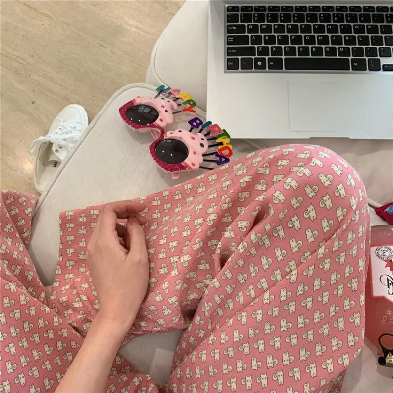 Sleeping Pants for Women in Spring Lazy Home Pants Thin Loose Oversized Long Pants Wide Legs Suitable for Outdoor Wear in Summer