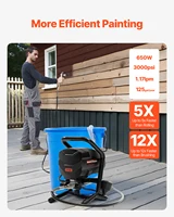 SucceBuy Pulvérisateur de peinture sans air sur pied, pulvérisateur sans air à haute efficacité 650 W, tige d'extension de machine de pulvérisation de peinture électrique 3000 PSI 2