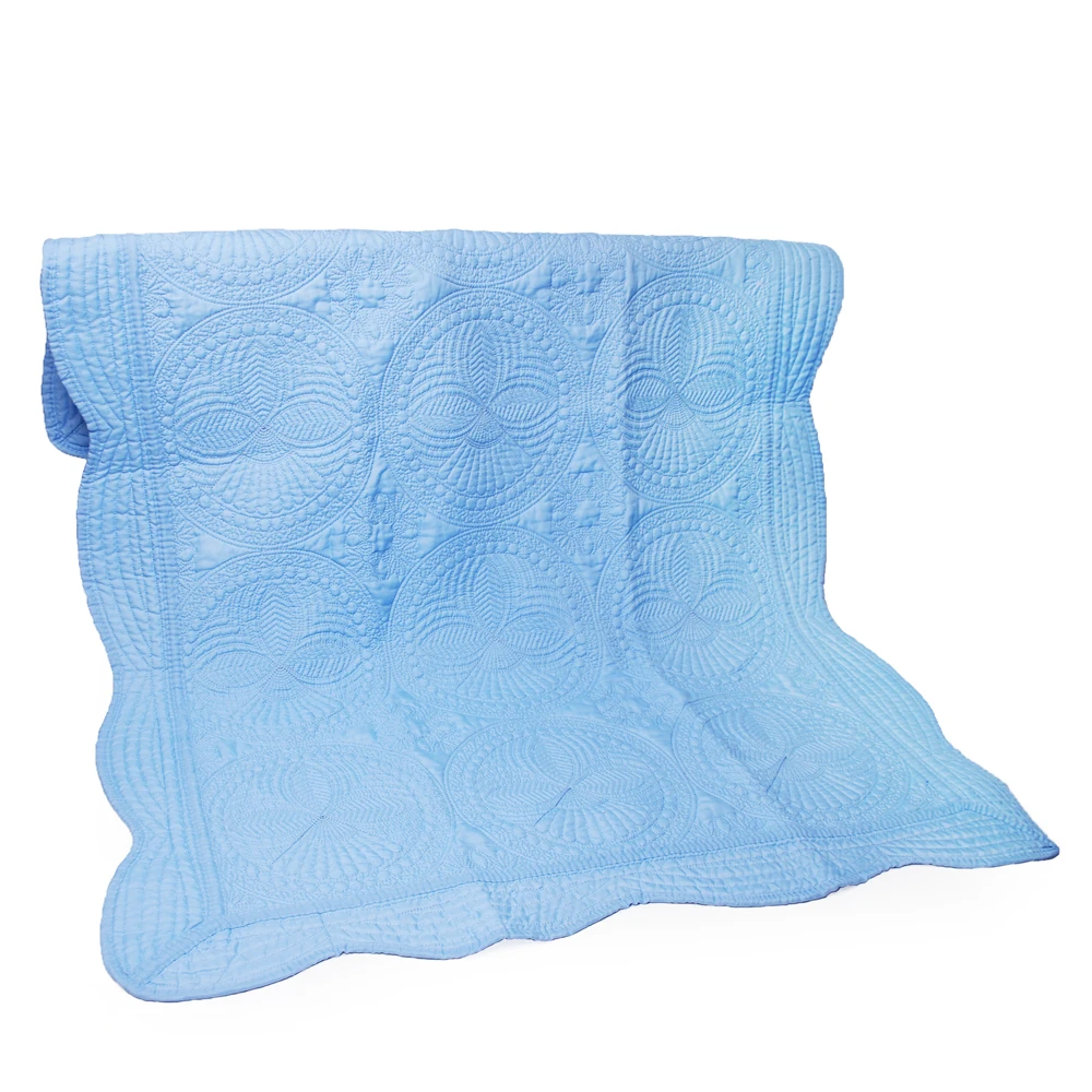 Blue White Cotton Muslin Quilt Blanket 100% Super Soft Babies and Toddlers Keepsake Blanket 46*36In Machine Washable Quilts