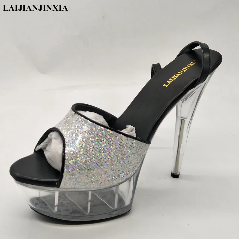 

LAIJIANJINXIA New 15CM/6inches PU Upper Fashion Sexy Exotic High Heel Platform Party Women Sandals Pole Dance Shoes K132