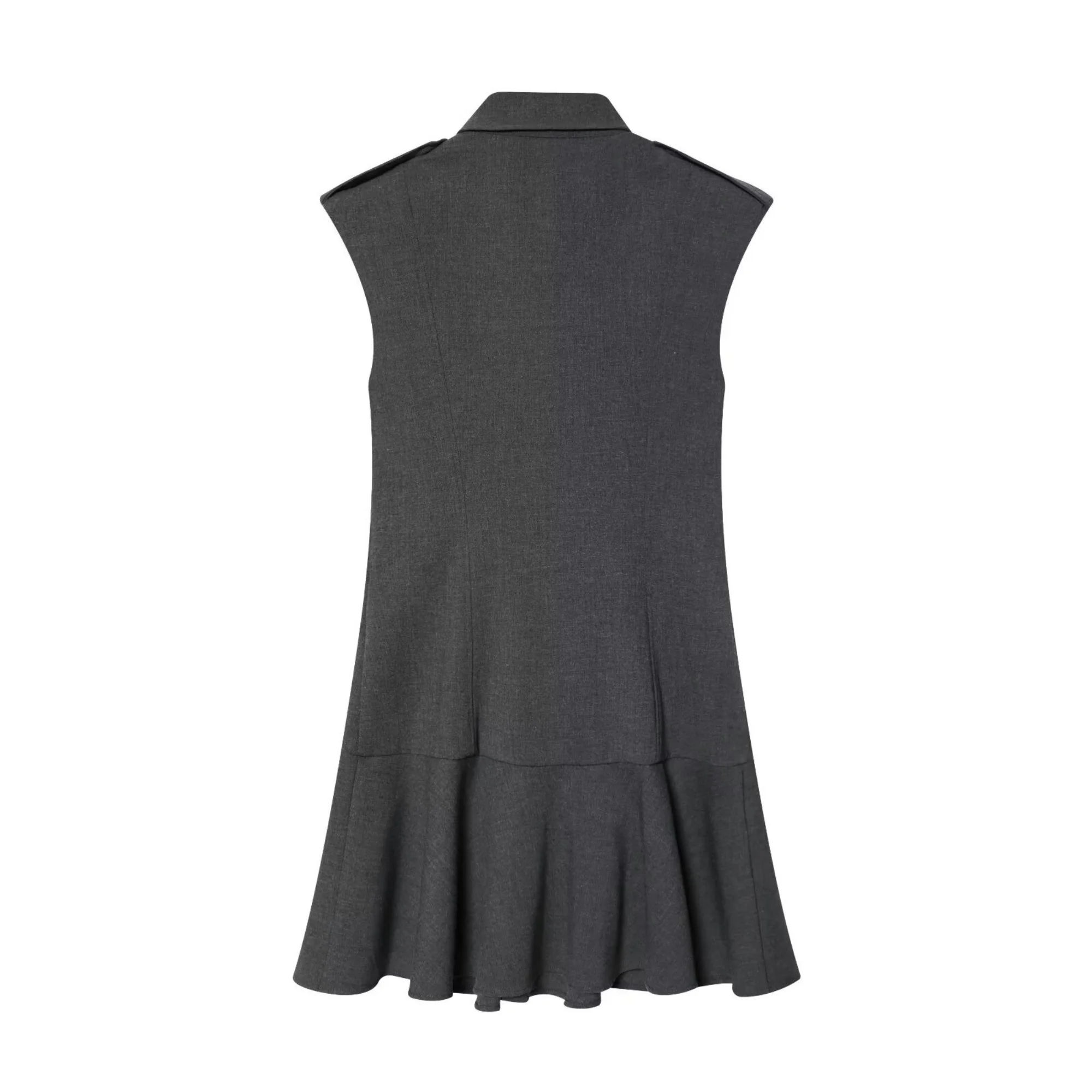 Women's Solid Double-Breasted Slim Short Dress Spring Summer Female Casual Lapel Sleeveless Dress Lady Trendy Elegant Mini Dress